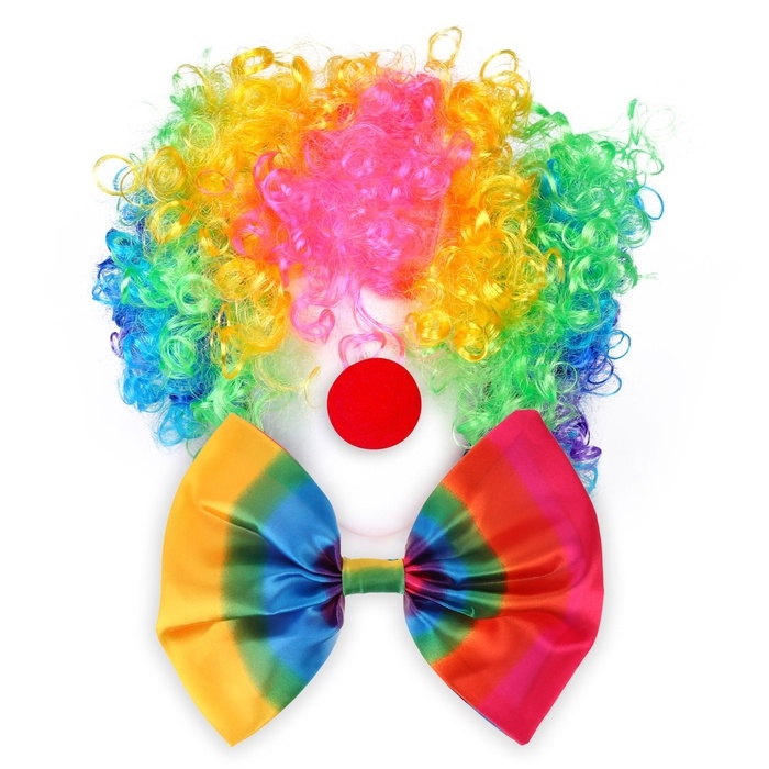 Карнавальный набор «Клоун»: парик, галстук-бабочка 24 см, нос Карнавальный набор «Клоун»: парик, галстук-бабочка 24 см, нос