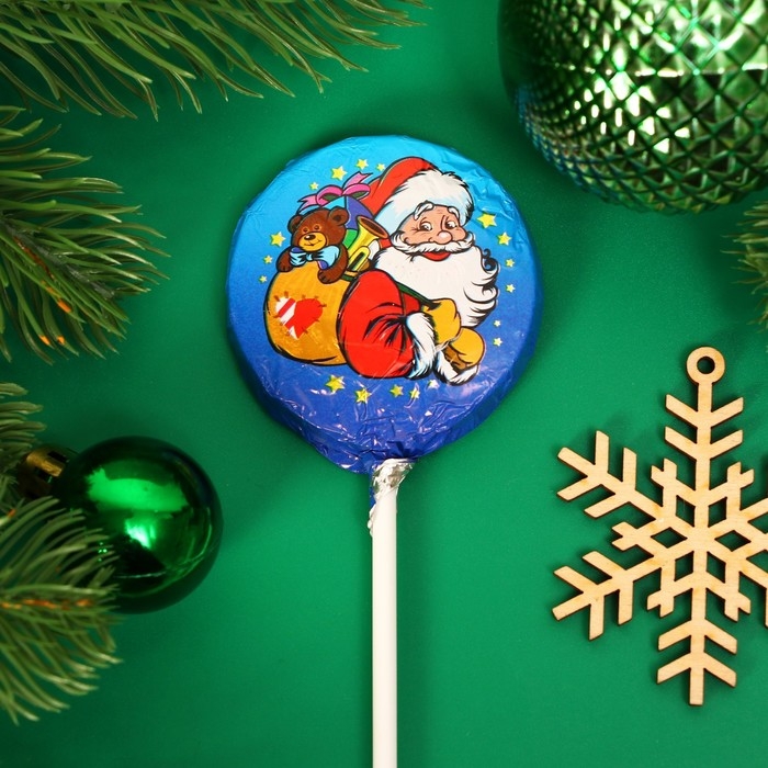 Новый год. Шоколадная фигурка Медаль на палочке " С Новый годом!", МИКС, 18 г