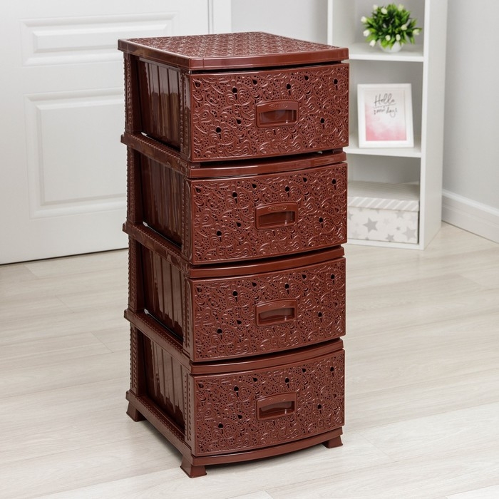 Комод 4-х секционный &laquo;Декор. Ажур&raquo;, цвет коричневый