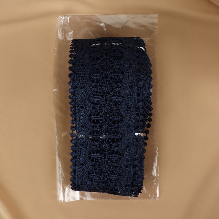 Кружево гипюровое, 83 мм &times; 11 &plusmn; 1 м, цвет тёмно-синий