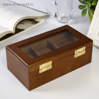 Шкатулка дерево 2 отделения под часы и бижутерию "Стиль" коричневая 10,5х7х19,2 см Шкатулка дерево 2 отделения под часы и бижутерию "Стиль" коричневая 10,5х7х19,2 см