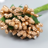 Цветы для декорирования "Соцветие" золотой 1 букет=12 цветов 8,5 см