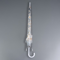 Зонт - трость полуавтоматический &laquo;Ромашка&raquo;, 8 спиц, R = 45/55 см, D = 110 см, цвет прозрачный/белый