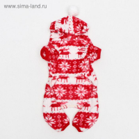 Комбинезон "Олени" с капюшоном, размер XS (ДС 20 см, ОГ 30 см, ОШ 20 см), красный