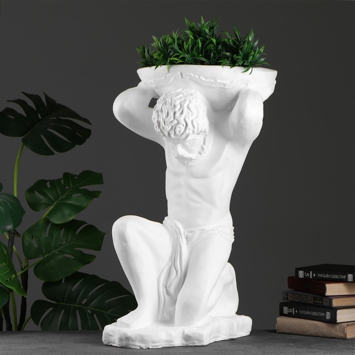 Фигура с кашпо "Титан" белый, 4л / 40х70х42см