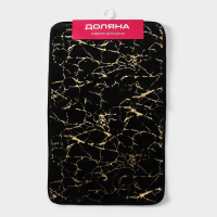 Коврики для ванной и туалета Доляна &laquo;Мрамор&raquo;, 2 шт: 79&times;50 см, 50&times;39 см, цвет чёрный