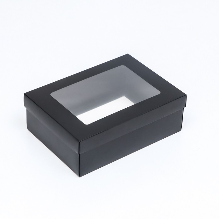 Коробка подарочная складная, упаковка, «Чёрная», с окном 21 х 15 х 7 см Коробка подарочная складная, упаковка, «Чёрная», с окном 21 х 15 х 7 см