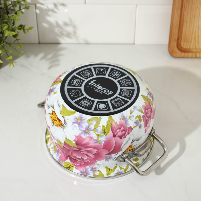 Кастрюля эмалированная «Пион», 2.1 л, стеклянная крышка, индукция Кастрюля эмалированная «Пион», 2.1 л, стеклянная крышка, индукция