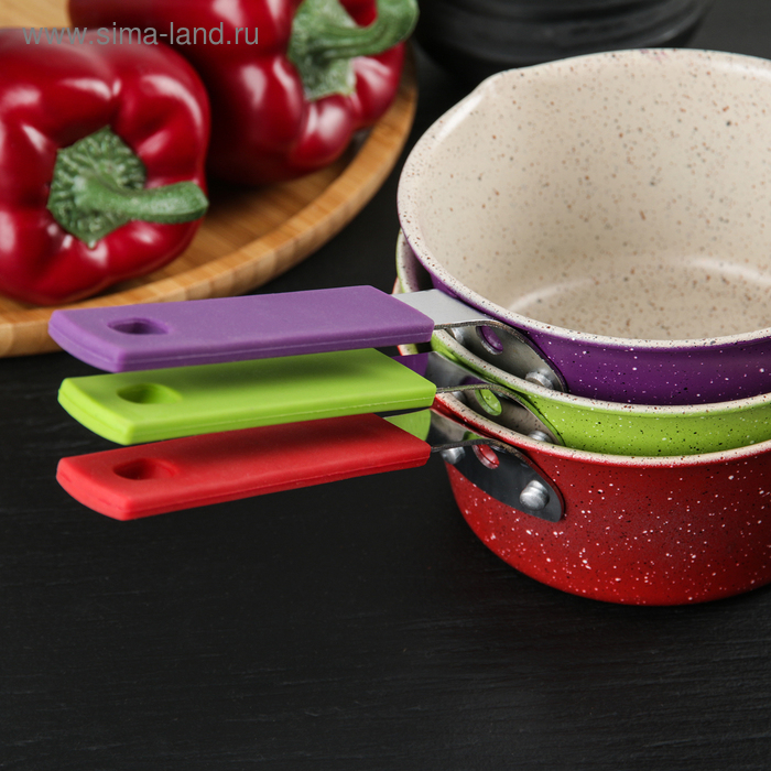 Ковш «Мрамор светлый», 450 мл, силиконовая ручка, антипригарное покрытие, цвет МИКС Ковш «Мрамор светлый», 450 мл, силиконовая ручка, антипригарное покрытие, цвет МИКС