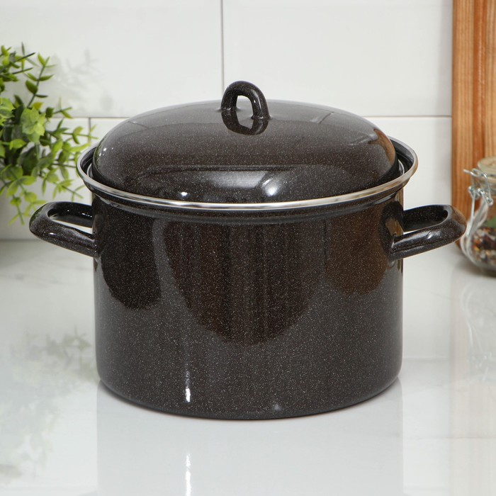 Кастрюля эмалированная, 4,5 л, без деколи, индукция, цвет коричневый Кастрюля эмалированная, 4,5 л, без деколи, индукция, цвет коричневый