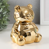 Копилка керамика "Медвежонок 3D грани" золото 11х9,5х14,3 см