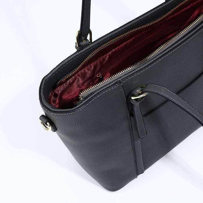 Сумка-шопер женская на молнии, цвет серый