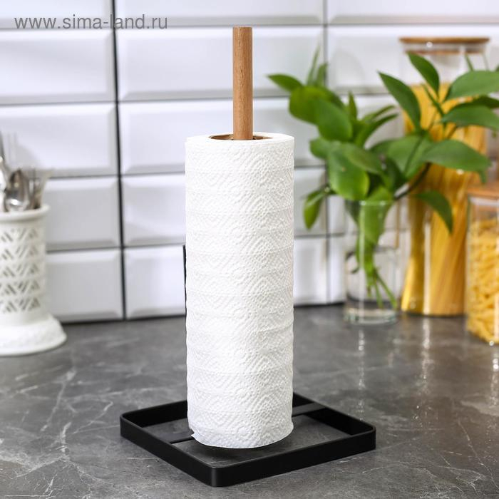 Держатель для бумажных полотенец Доляна, 30×15×15 см, цвет чёрный Держатель для бумажных полотенец Доляна, 30×15×15 см, цвет чёрный