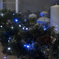 Гирлянда &laquo;Нить&raquo; 10 м, IP44, УМС, тёмная нить, 100 LED, свечение бело-синее, мигание, 220 В