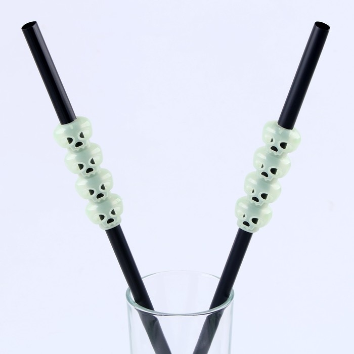 Трубочки для коктейля «Череп», набор 6 шт., светится в темноте Трубочки для коктейля «Череп», набор 6 шт., светится в темноте