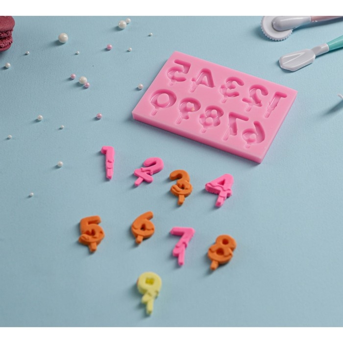 Молд &laquo;Цифры для торта&raquo;, силикон, 9,5&times;6,5&times;0,4 см, цвет МИКС