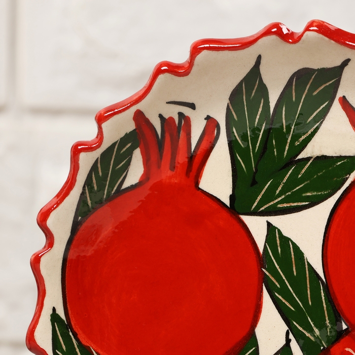 Тарелка Риштанская Керамика "Гранаты", 15 см, рифлёная