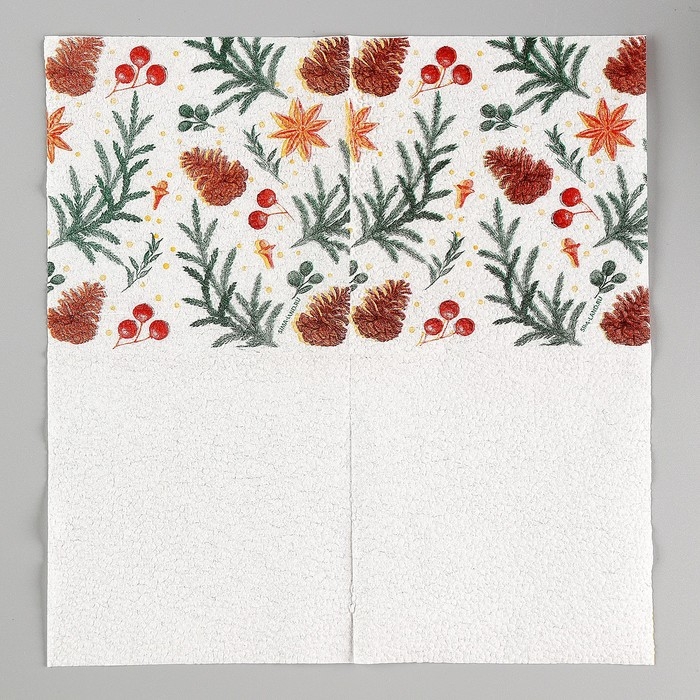 Новогодние салфетки бумажные «С Новым годом: шишки», однослойные, 24х24 см, 20 шт. Новогодние салфетки бумажные «С Новым годом: шишки», однослойные, 24х24 см, 20 шт.