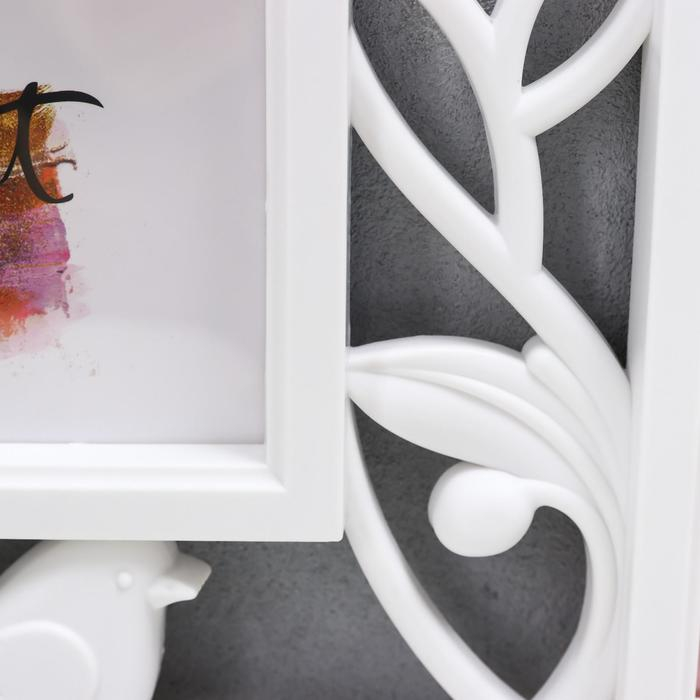 Фоторамка пластик на 2 фото 10х15 см Фоторамка пластик на 2 фото 10х15 см "Птица счастья" белая 21х35 см