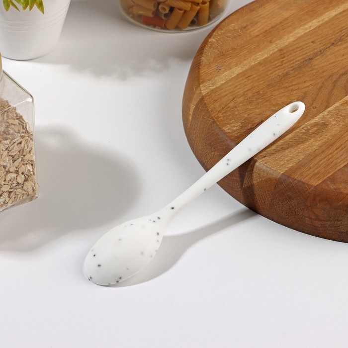 Ложка гарнирная Доляна &laquo;Гранит&raquo;, силикон, 20,5&times;4,5 см, цвет белый