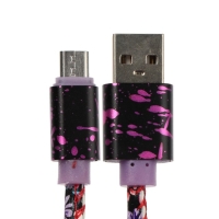 Кабель Luazon, microUSB - USB, 2.4 A, 1 м, оплётка экокожа, разноцветный