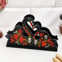 Салфетница &laquo;Пара лебедей&raquo;, 4 х 9 см, хохлома