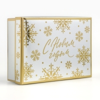 Коробка подарочная новогодняя складная «Снежинки», 21 х 15 х 7 см, Новый год Коробка подарочная новогодняя складная «Снежинки», 21 х 15 х 7 см, Новый год
