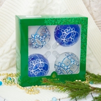 Набор новогодних шаров "Диадема" (набор 4 шт) d-7,5 см