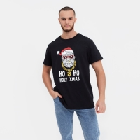 Футболка мужская новогодняя , цвет чёрный, размер 54 Футболка мужская новогодняя , цвет чёрный, размер 54