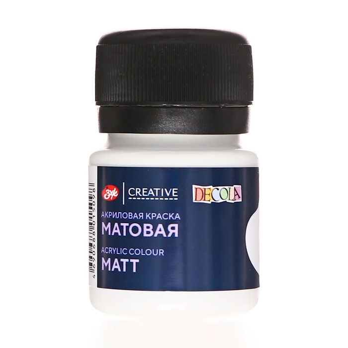 Краска акриловая матовая 20 мл, ЗХК Decola, белая, 14326104