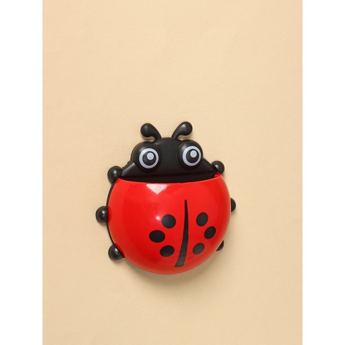 Держатель для зубных щёток детский &laquo;Божья коровка&raquo;, на присосках, цвет красный