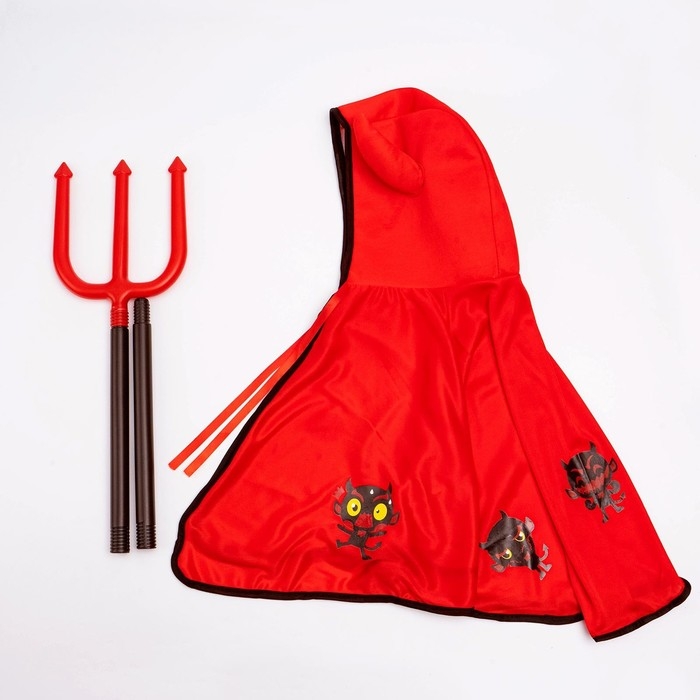 Карнавальный набор &laquo;Милый чертёнок&raquo;: плащ с капюшоном и жезл