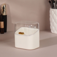 Органайзер для ватных палочек, с крышкой, 8,5 × 8 × 6,5 см, цвет белый/прозрачный Органайзер для ватных палочек, с крышкой, 8,5 × 8 × 6,5 см, цвет белый/прозрачный