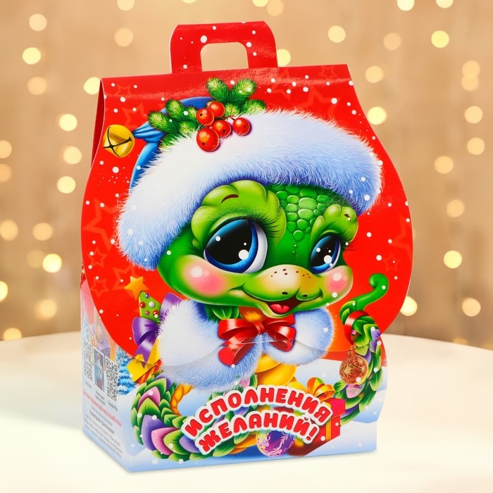 Новый год. Подарочная коробка Новогодняя Домик Новый год. Подарочная коробка Новогодняя Домик "Сладкая парочка" с анимацией 12 х 8,5 х 17,5 см.