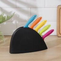 Набор кухонных ножей на подставке, 5 шт, лезвие 8,5 см, 11 см, 11,5 см, 12,5 см, цвет МИКС Набор кухонных ножей на подставке, 5 шт, лезвие 8,5 см, 11 см, 11,5 см, 12,5 см, цвет МИКС