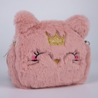 Сумка детская для девочки меховая &laquo;Кошечка&raquo;, 15х12 см, цвет бежевый