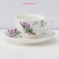 Сервиз фарфоровый кофейный Доляна «Лаванда», 12 предметов: 6 чашек 80 мл, 6 блюдец d=11,5 см, цвет белый Сервиз фарфоровый кофейный Доляна «Лаванда», 12 предметов: 6 чашек 80 мл, 6 блюдец d=11,5 см, цвет белый