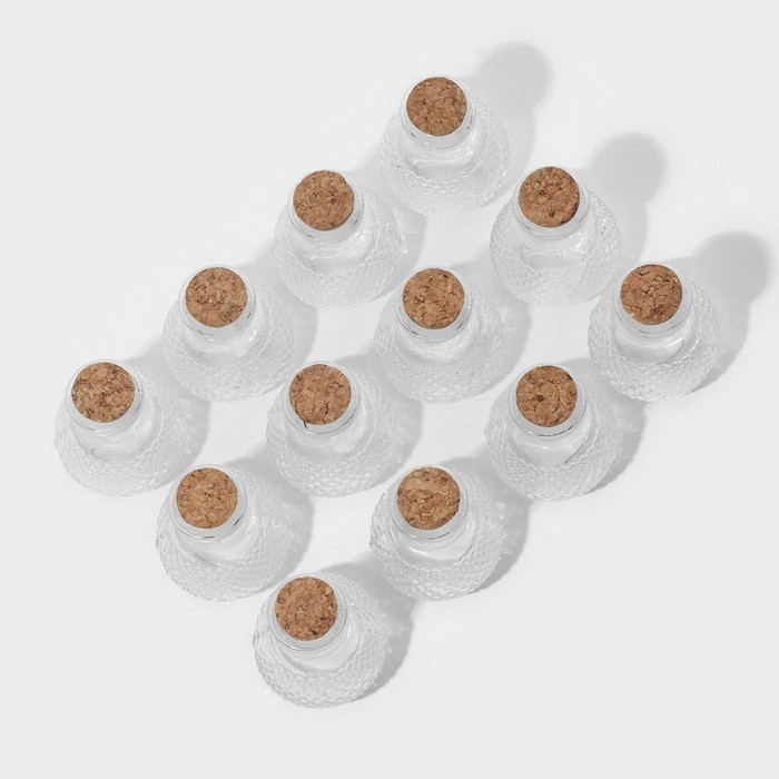 Набор баночек стеклянных для специй с пробковой крышкой Доляна &laquo;Парфе&raquo;, 50 мл, 5,5&times;7 см, 12 шт