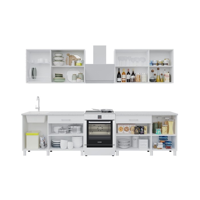 Кухонный гарнитур Тренд 2400, Белый/Сонома/Белый Кухонный гарнитур Тренд 2400, Белый/Сонома/Белый