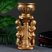 Фигурное кашпо "Два мальчика с чашей", бронза 0,6л/ 15х17х37см Фигурное кашпо "Два мальчика с чашей", бронза 0,6л/ 15х17х37см