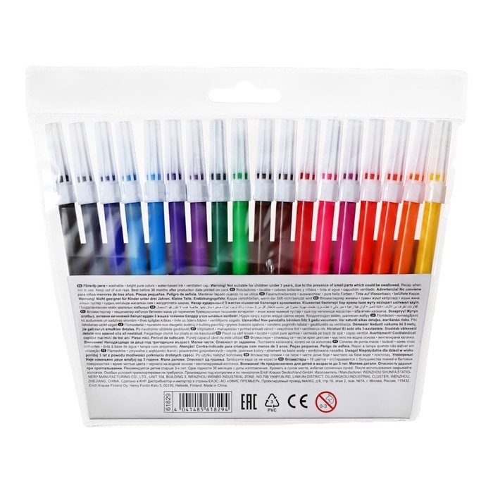 Фломастеры 18 цветов ErichKrause "light", в футляре с европодвесом