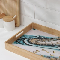 Поднос с ручками Доляна &laquo;Лазурный берег&raquo;, 41&times;30&times;5 см, бамбук