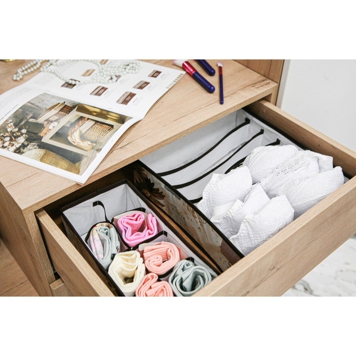 Органайзер для хранения белья Доляна &laquo;Астра&raquo;, 7 ячеек, 34&times;30,5&times;10 см, цвет коричневый