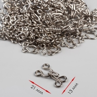 Крючок пришивной №4, 21 &times; 13 мм, 100 шт, цвет серебряный