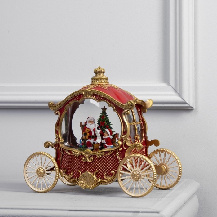 Светодиодная фигура &laquo;Карета с подарками&raquo; 26 &times; 23 &times; 11 см, пластик, батарейки ААх3 (не в комплекте), USB, свечение тёплое белое