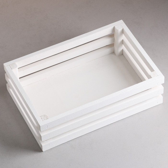 Кашпо деревянное 30&times;20&times;9.5 см "Classic", трёхреечное, белый Дарим Красиво