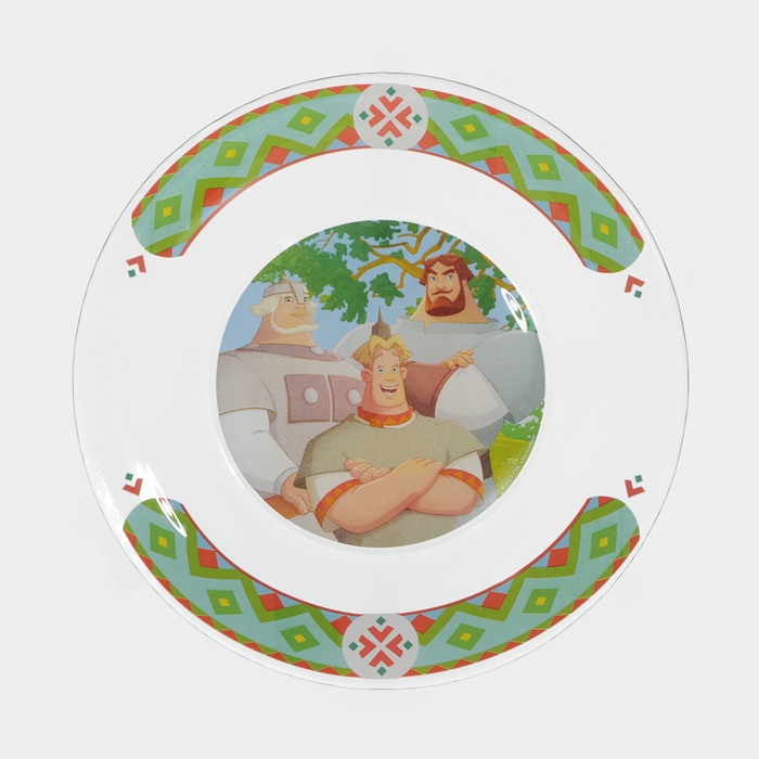 Тарелка стеклянная «Три Богатыря», d=19,5 см Тарелка стеклянная «Три Богатыря», d=19,5 см