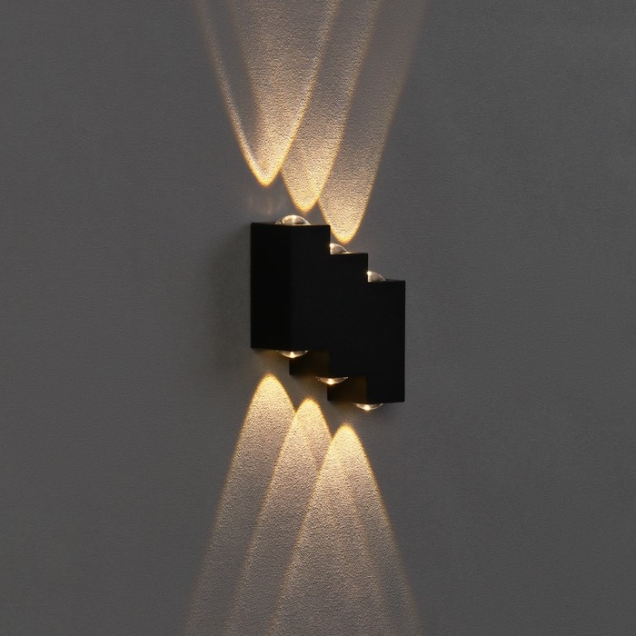 Светильник фасадный &laquo;Луч&raquo;, FSD-011, 6 Вт, 3000К, 3 луча, IP65, 220 В, металл, черный