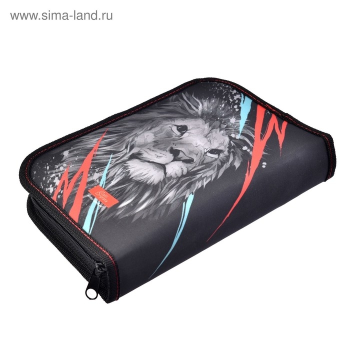 Пенал 3 секции, вкладка внутри, 140 х 210 х 40 мм, тканевый, Calligrata TOP Block Пенал 3 секции, вкладка внутри, 140 х 210 х 40 мм, тканевый, Calligrata TOP Block "Лев"