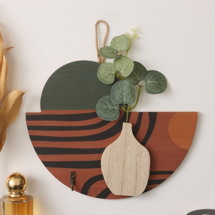 Крючки декоративные дерево "Абстракция. Роза в вазе" 1,5х19х23,5 см